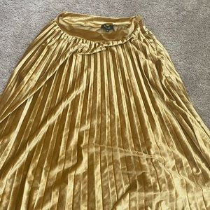 Gold Pleated Midi Skirt
